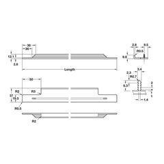 Portobello Hafele Profile Cabinet Door Handle
