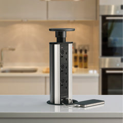 Powerport - Pop Up Sockets & USB Charger - Silver Top Finish