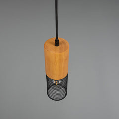 Duoline Track Lighting - Modern Matt Black & Wood Drop Light