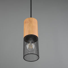 Duoline Track Lighting - Modern Matt Black & Wood Drop Light