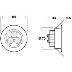 Hafele Loox LED K-3 Ceiling Light Fitting - With Swivel Adjustment