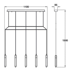 Shard 5 Light LED Ceiling Bar Pendant light, IP20 Rated