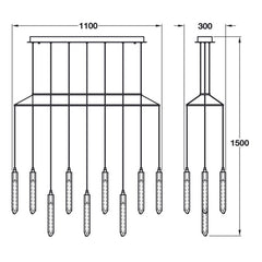 Shard 13 Light LED Ceiling Bar Pendant Light, IP20 Rated