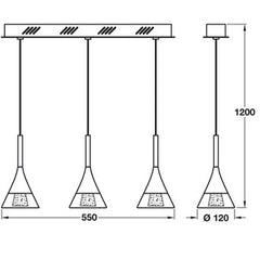 Jewel, 3 Light LED Ceiling Bar Pendant, Adjustable, IP20 Rated