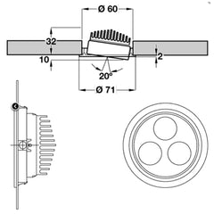 Hafele Loox Java Round Ceiling Fitting - With Swivel Adjustment