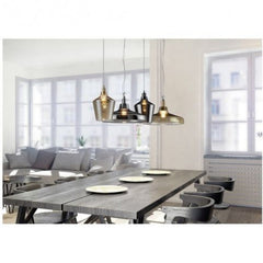 Leyton Lighting Dover Pendant Ceiling Light, Smoked Glass Body