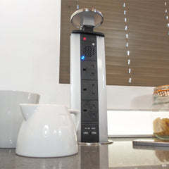 Power Tech Pop Up Sockets With USB Ports And Bluetooth Speakers