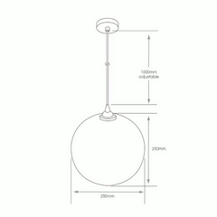 Hudson E27 IP44 Glass Pendant Light