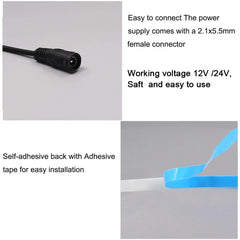 COB 12V LED Strip Light Kit + LED Tape & Power Supply - Various Lengths