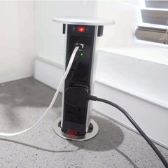 Power Tech Pop Up Socket With Qi Charging - 3 x UK pug & 2 x USB Port