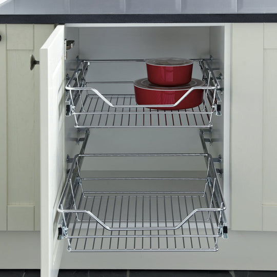Chrome Pull-Out Wire Basket Set