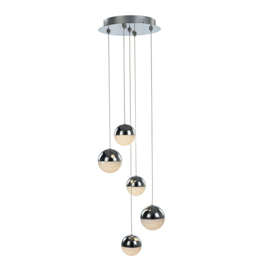Eclipse 5 Light Round Drop Adjustable LED Ceiling Pendant, IP20 Rated