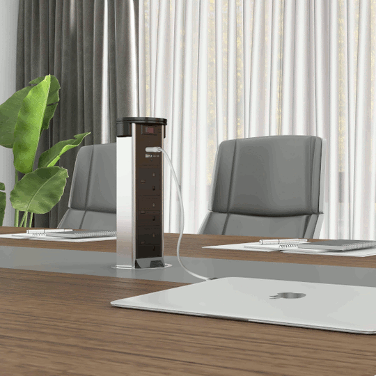 Powertech Pro Pull Up Socket With USB & Qi Charging