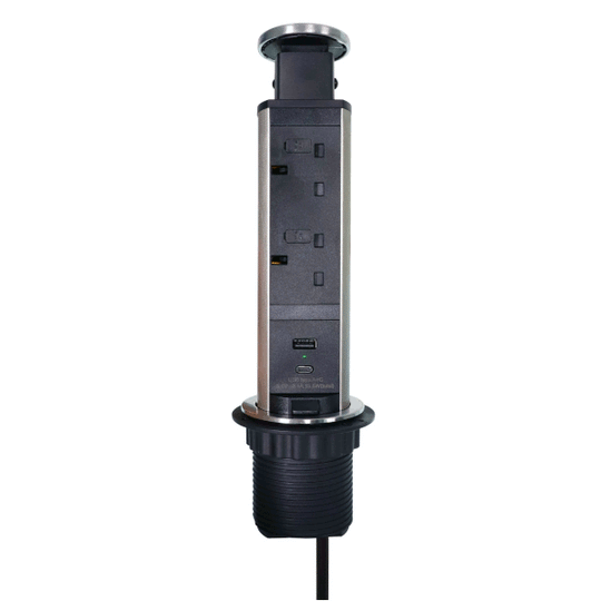 PowerTech Micro Pop Up Socket - 2 UK Sockets & 2 x USB Ports